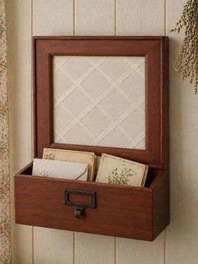 Pottery Barn Wall Mail Organizer Wooden Box Cottagecore Entryway Storage Decor
